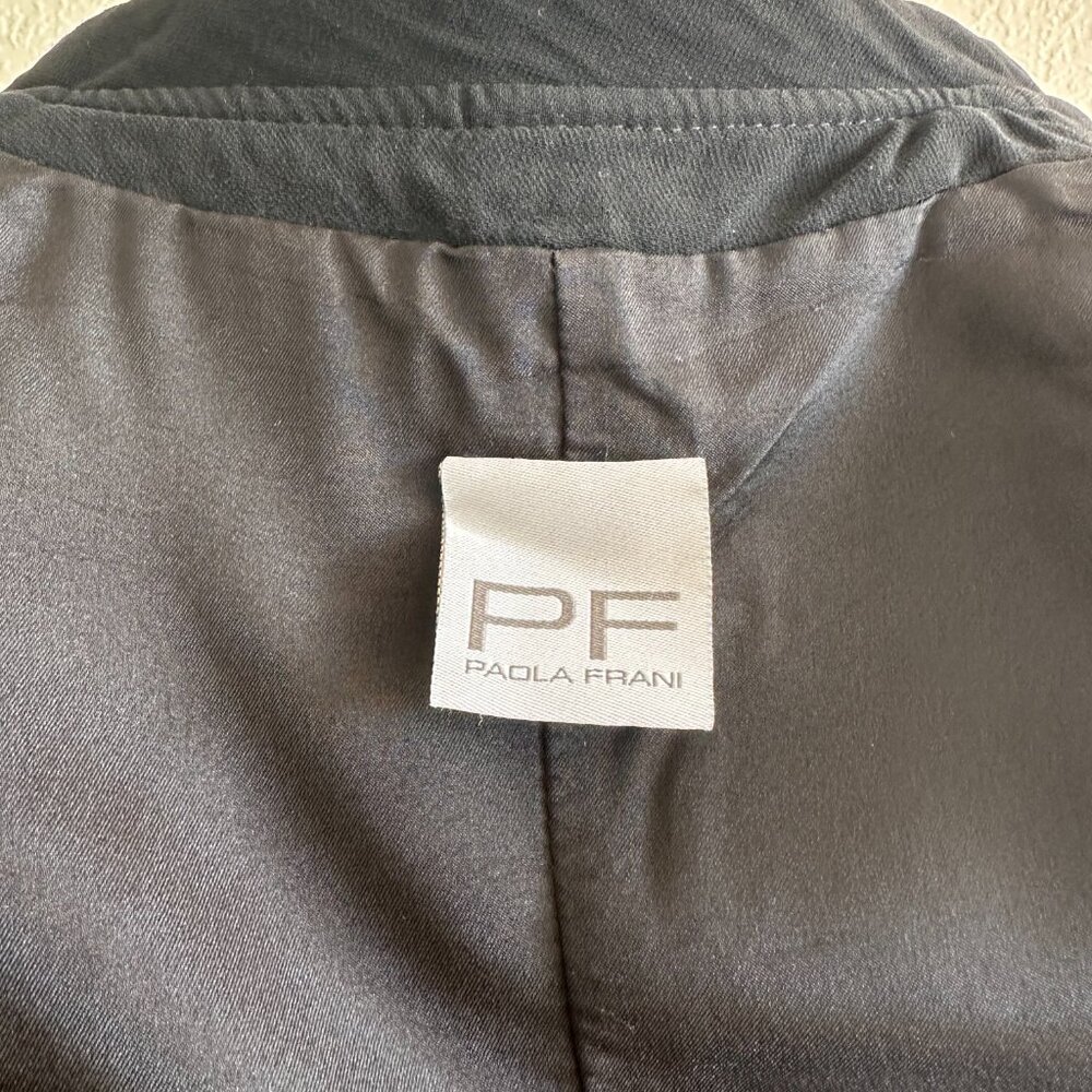 Paola Frani Black Draped Peplum Blouse – Made in Italy – Size 6 (IT 38) - Picture 7 of 10